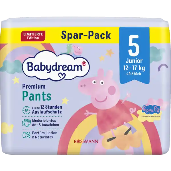 Premium Pants Gr. 5 Maxi, 12-17 Kg, 40 Stück Vorratspack Peppa Wutz Edition