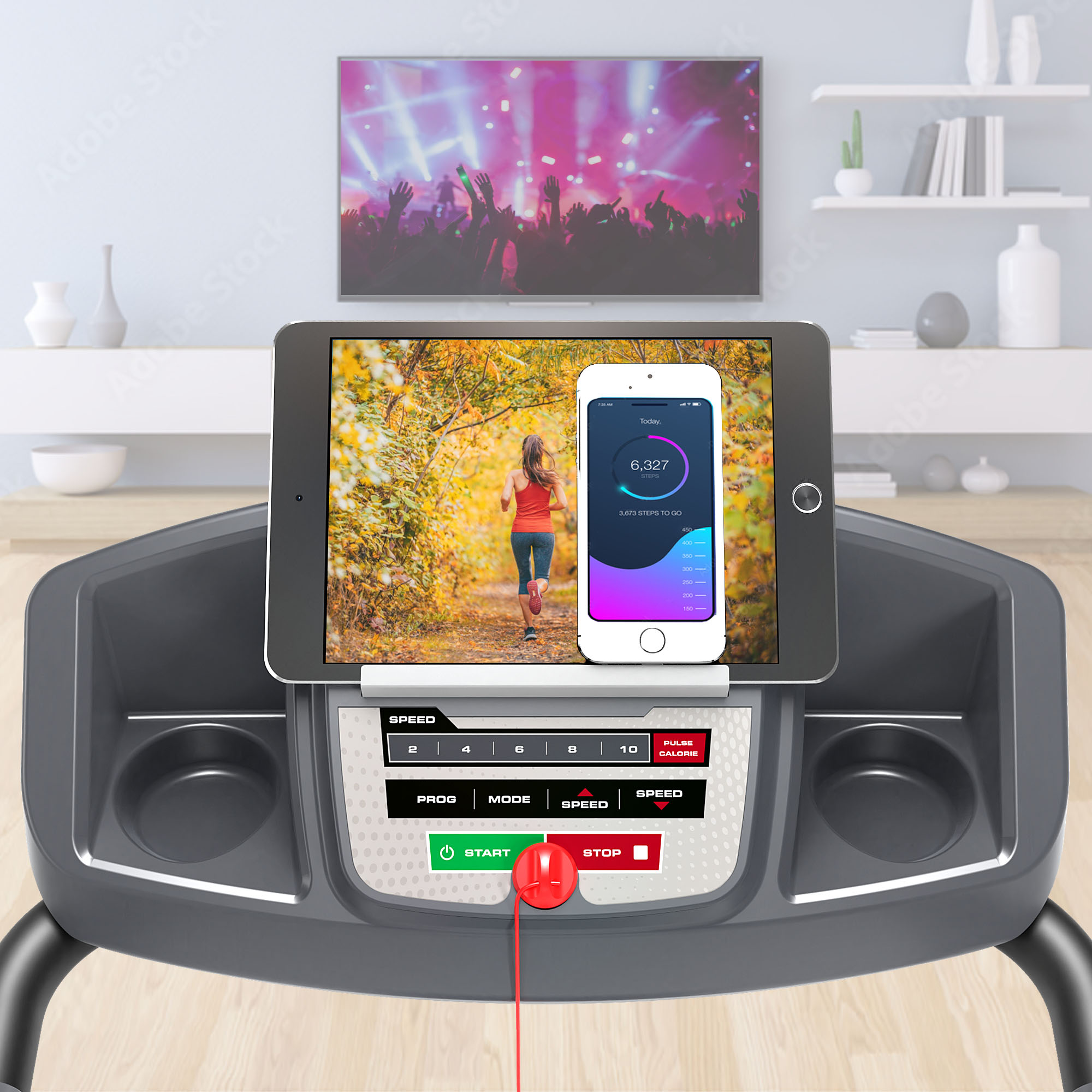 KINETIC SPORTS Laufband für zuhause KST2700FX klappbar - mit Tablethalterung, leiser Elektromotor, 12+1 Programme, LCD Display, Geh- und Lauftraining, stufenlos bis 10 km/h, bis 120 kg | Standard