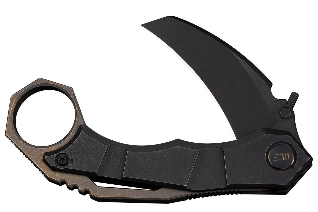 WE Knife Tayra WE24069-1 Blackwashed Bevels Black Brushed Flats Bohler M390, Black Titanium, zakmes