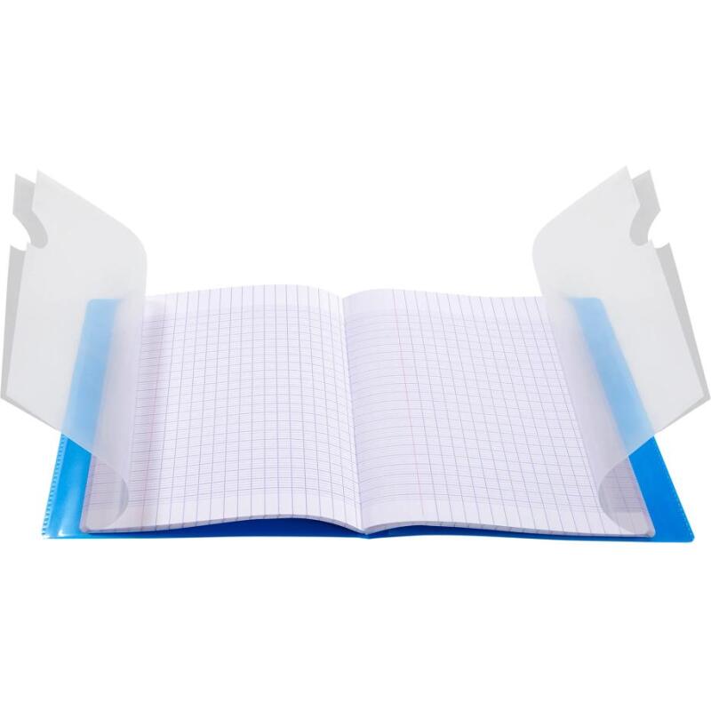 Cahier piqué Koverbook 17x22cm 96 pages grands carreaux couverture polypropylène transparent