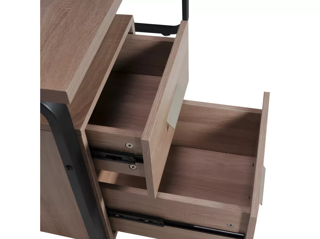 Bureau PEARL 120x60cm / Décor Chêne blanchi et métal noir