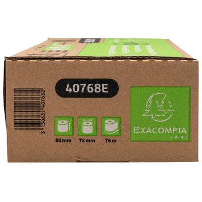 Exacompta - 10 Bobines thermiques - rouleaux caisses - 80 x 72 mm x 76 m - sans phénol et sans plastique
