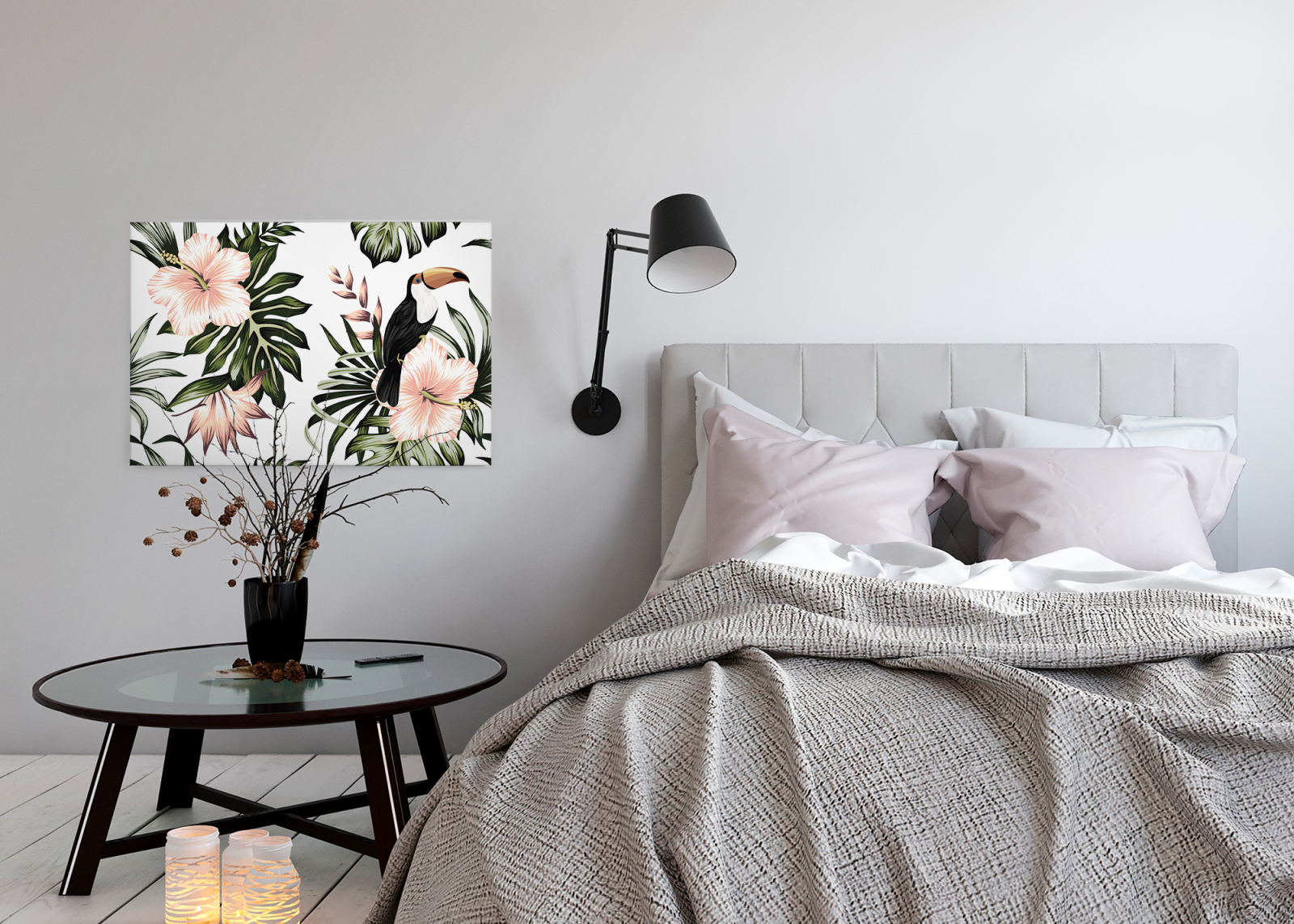 Leinwandbild TUKAN - grün-weiß - 90x60 cm