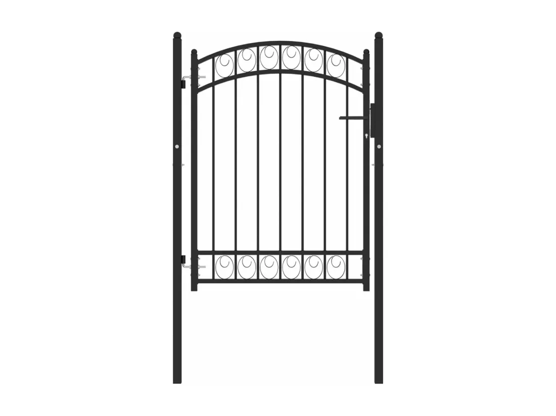 Portail de cl?ture avec dessus arqué Acier 100x125 cm Noir