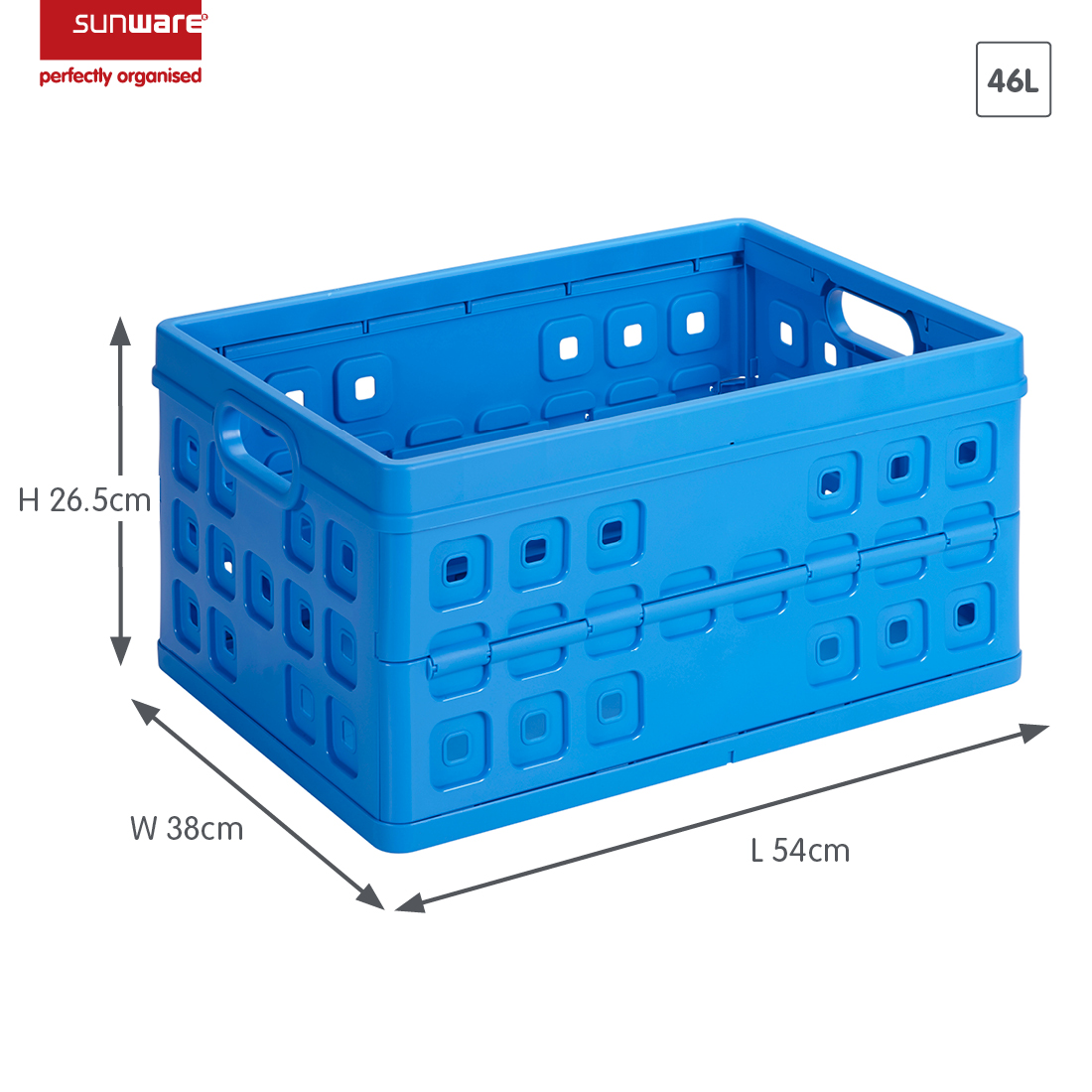 Sunware Square 46 liter set van 4 vouwkratten - Blue