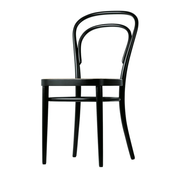 Thonet - 214 Bugholzstuhl, Rohrgeflecht mit Kunststoffstützgewebe / Buche schwarz gebeizt (TP 29)