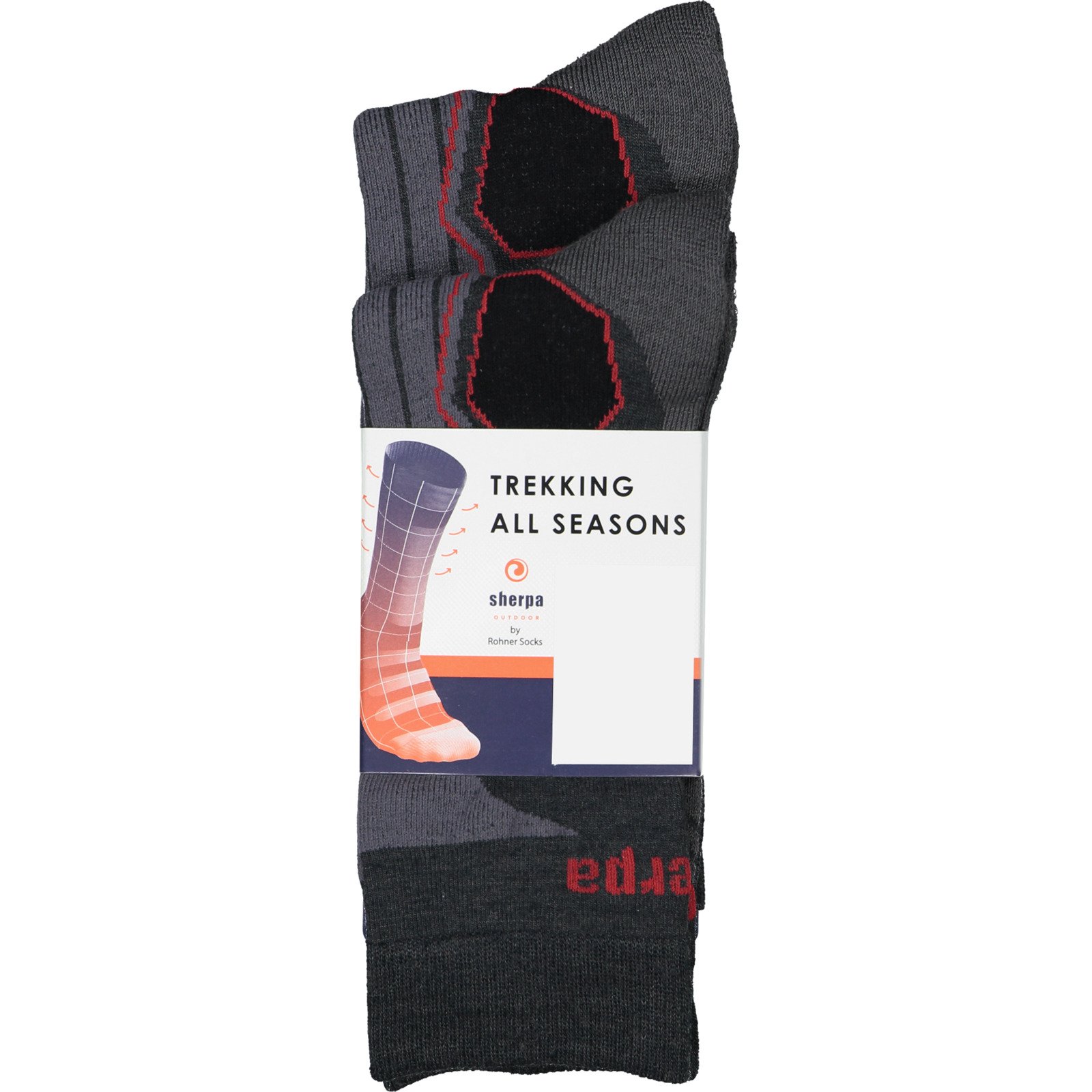 Sherpa Erwachsenen-Trekking-Socken Vyas, 2 Paar 44-46