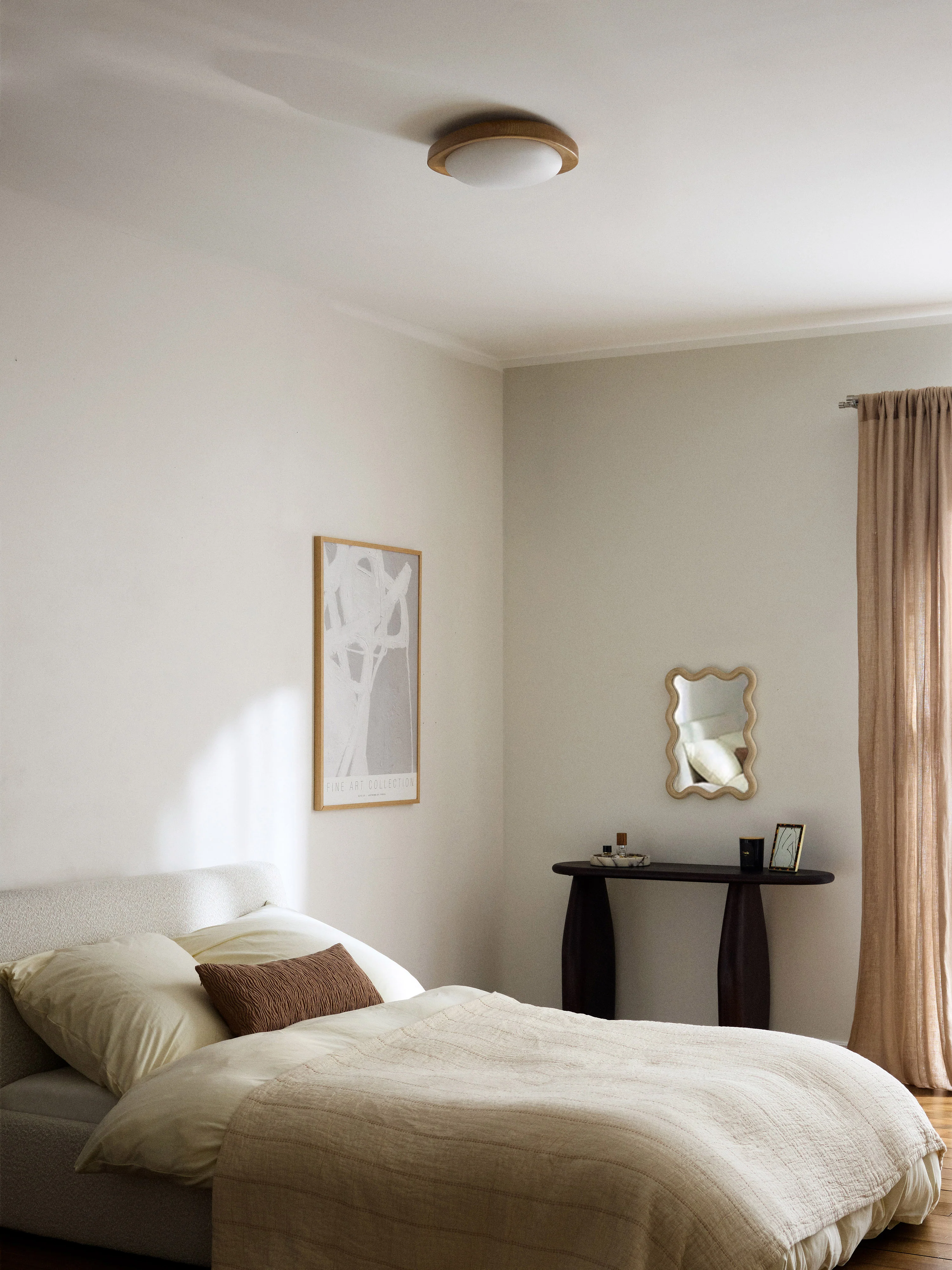 Plafondlamp Matthew met frame van essenhout