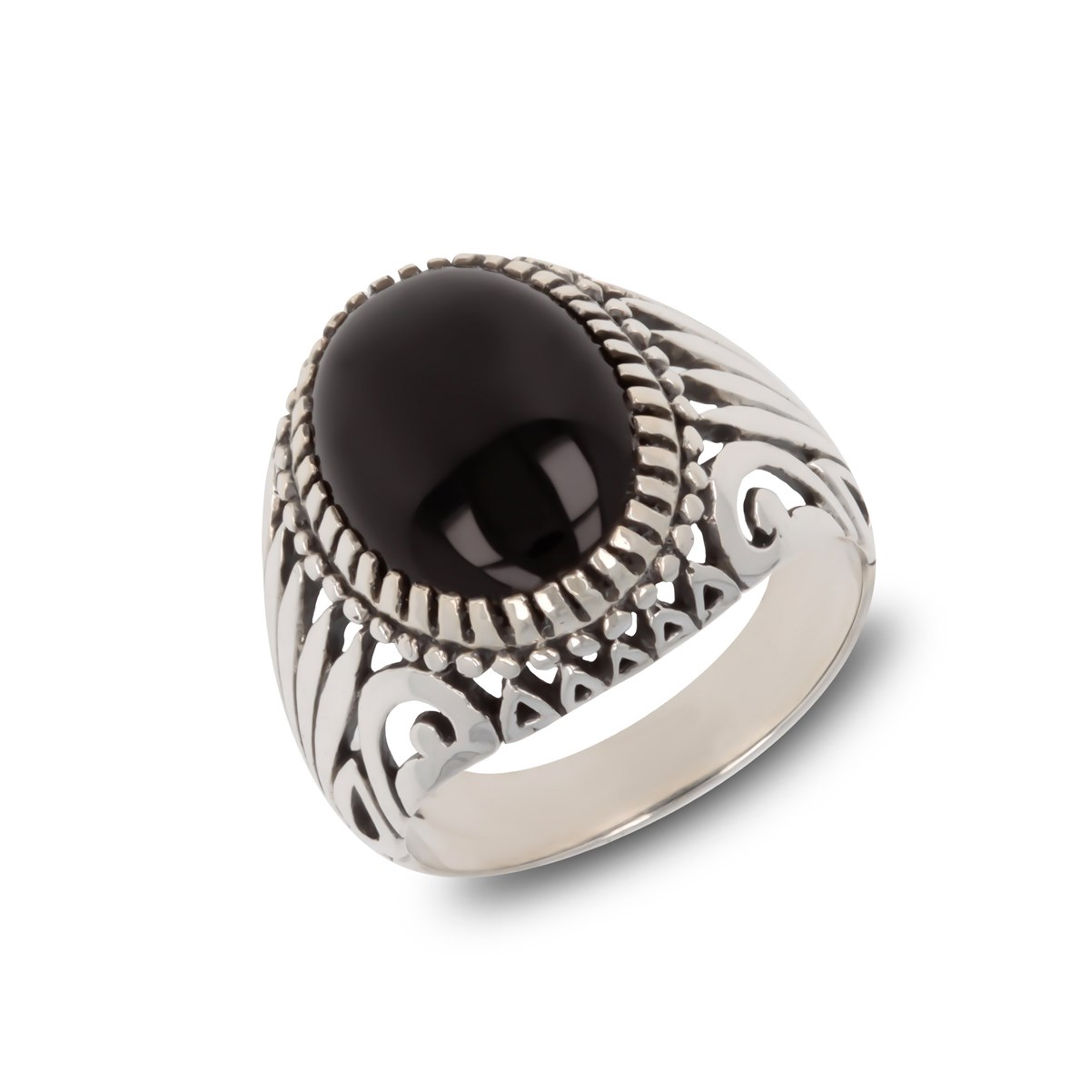 Bague Unique en Pierre d'onyx Noire et Argent 925 | Aden Boutique