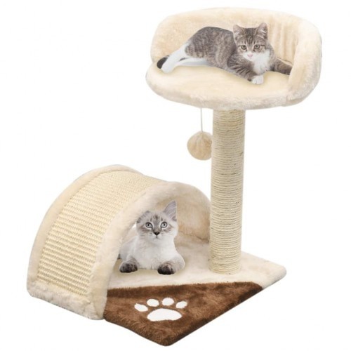 Arranhador de sisal bege e marrom para gatos