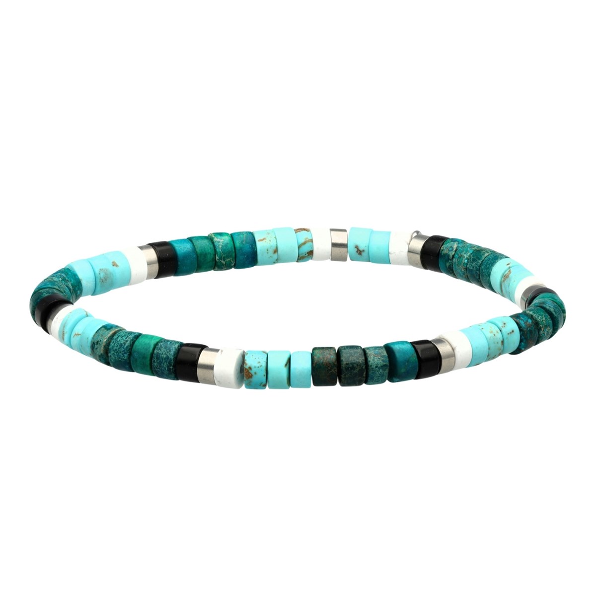 Bracelet Perles Heishi 4 Mm Turquoise Jaspe Vert-Small-16cm