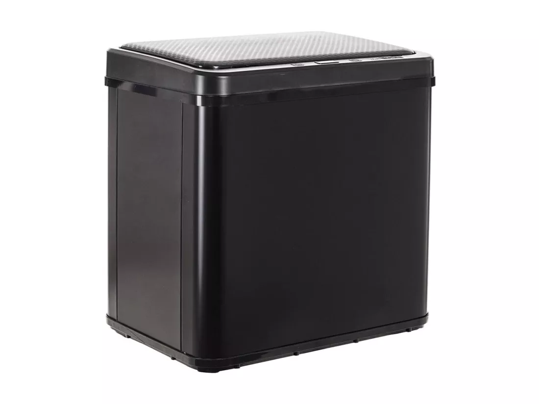 WELL HOME - Poubelle Intelligente sans Pieds pour Recyclage avec ouverture automatique et contact manuel 15L+15L 35,5x26x60cm Couleur Noir