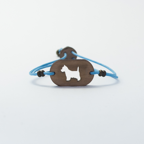 Pulseira de madeira Westy personalizável, azul
