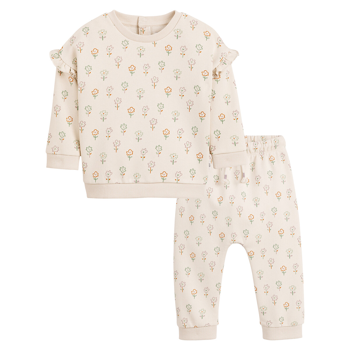 COLEÇÃO LA REDOUTE<br>Conjunto de 2 peças, moletom com capuz e calça de moletom fleece