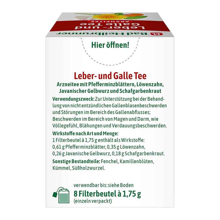 Bad Heilbrunner Tee Leber und Galle Filterbeutel, 8X1.75 g