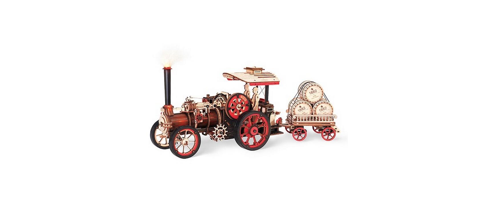 Bausatz DampfmaschineDampf-Traktor Lasercut Holzbausatz