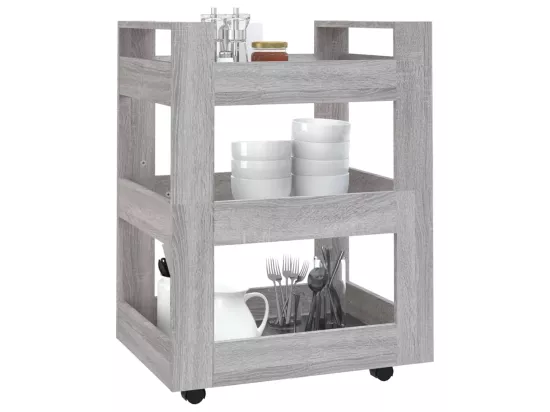 Chariot de cuisine Sonoma gris 60x45x80 cm Bois d'ingénierie