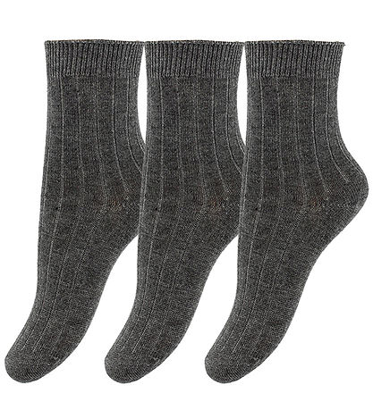 Minipop Strømper - Bambus - 3-pak - Dark Grey Melange