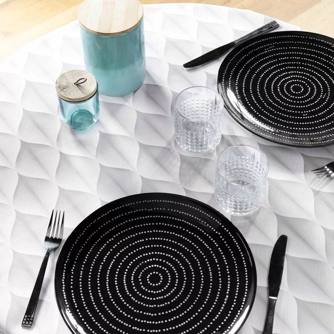 Nappe ronde anti tache (180 cm) Kalini Grise