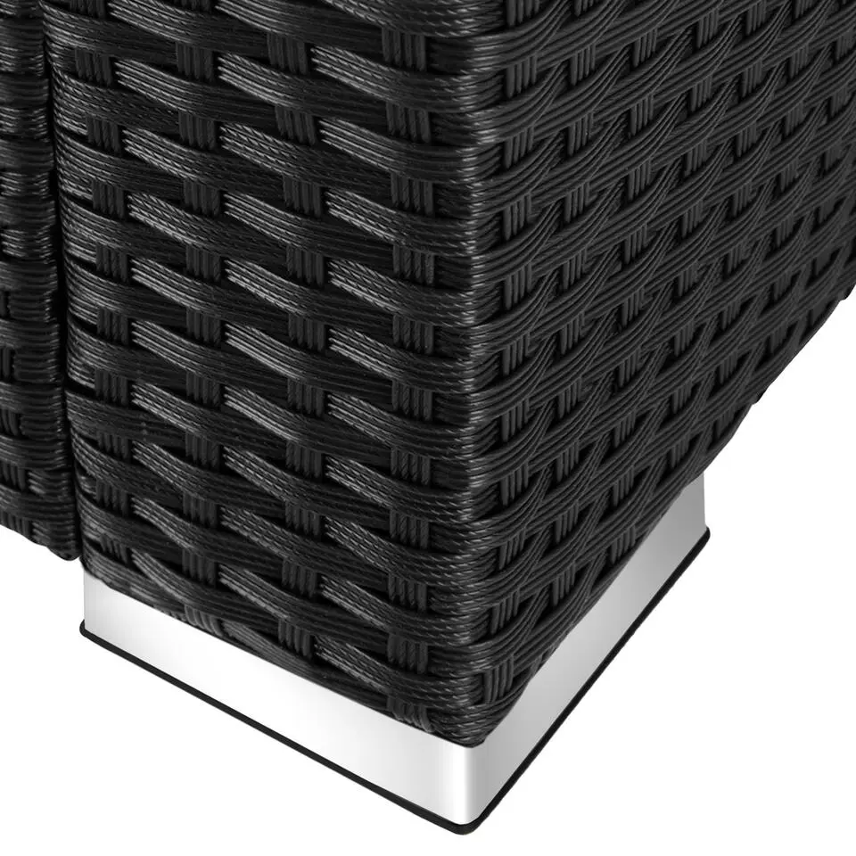 tectake - Wicker hocker, Zwart / Grijs