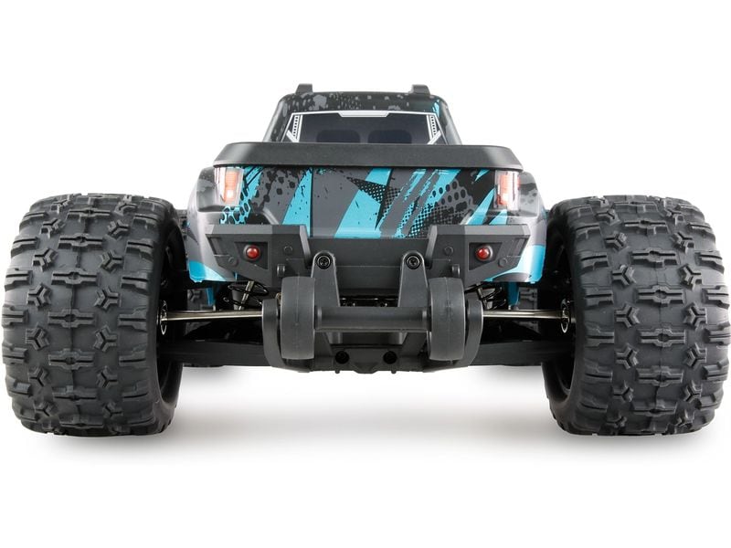 Amewi Monster Truck Hyper Go MTX10 1:10, ARTR, Schwarz/Blau Off-Road RC-Modellauto mit leistungsstarken, überdimensionierten und einstellbaren Öldruckstossdämpfern für volle Kontrolle im harten Off-Road-Einsatz