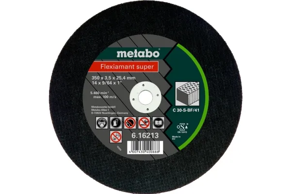 Metabo 616213000, Skæreskive, Fladcenter, Sten, Alle mærker, 35 cm, 5460 rpm