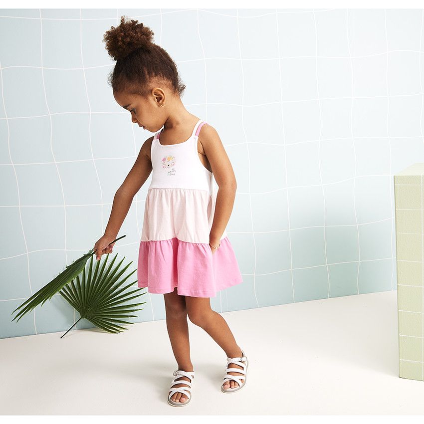 Robe à double bretelles effet dégradé pour bébé fille - Blanc