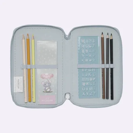 Beckmann 3-fächrige Federmappe mit Inhalt, Forest Deer Dusty Mint