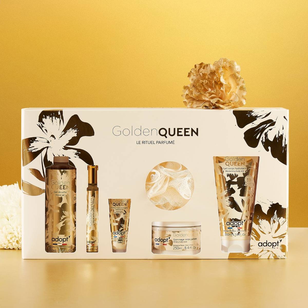 Golden Queen COFFRET MAXI EAU DE PARFUM ROSE DIAMANT 30 ML + GEL DOUCHE 250 ML + LAIT CORPS 200 ML + CRÈME POUR LES MAINS 30 ML + FLEUR DE BAIN