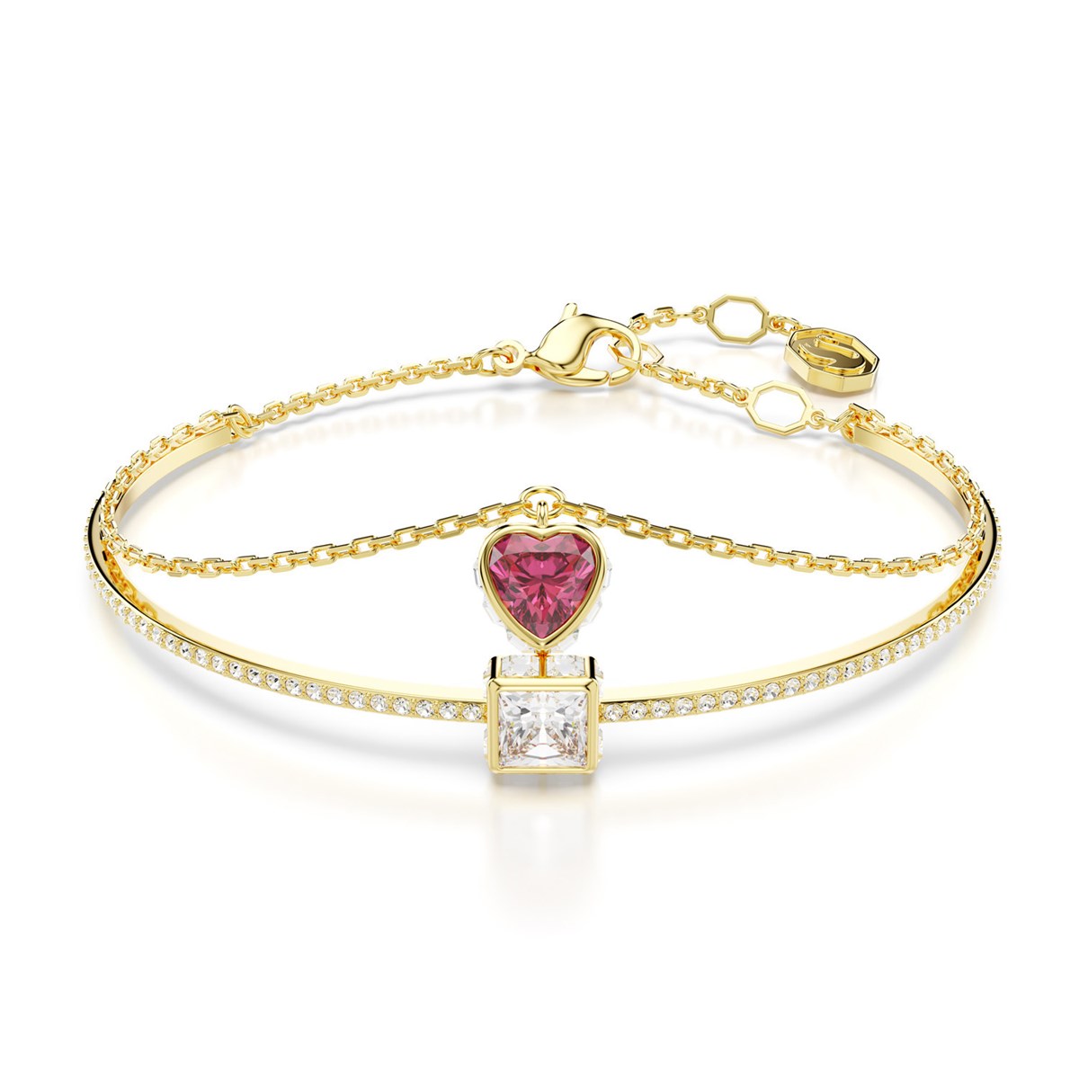 Bracelet jonc Swarovski Stilla coeur rouge