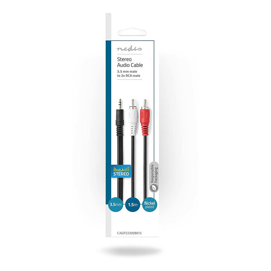 Nedis Cable Audio Stéréo Jack 3.5 mm mâle vers 2x RCA mâle - 1.5 m