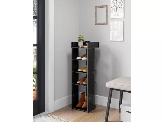 Meuble à chaussures PVC 5 Niveaux,Armoire à Chaussures avec étagère réglable pour Entrée,Salon,Chambre - 26x25x66cm - Noir