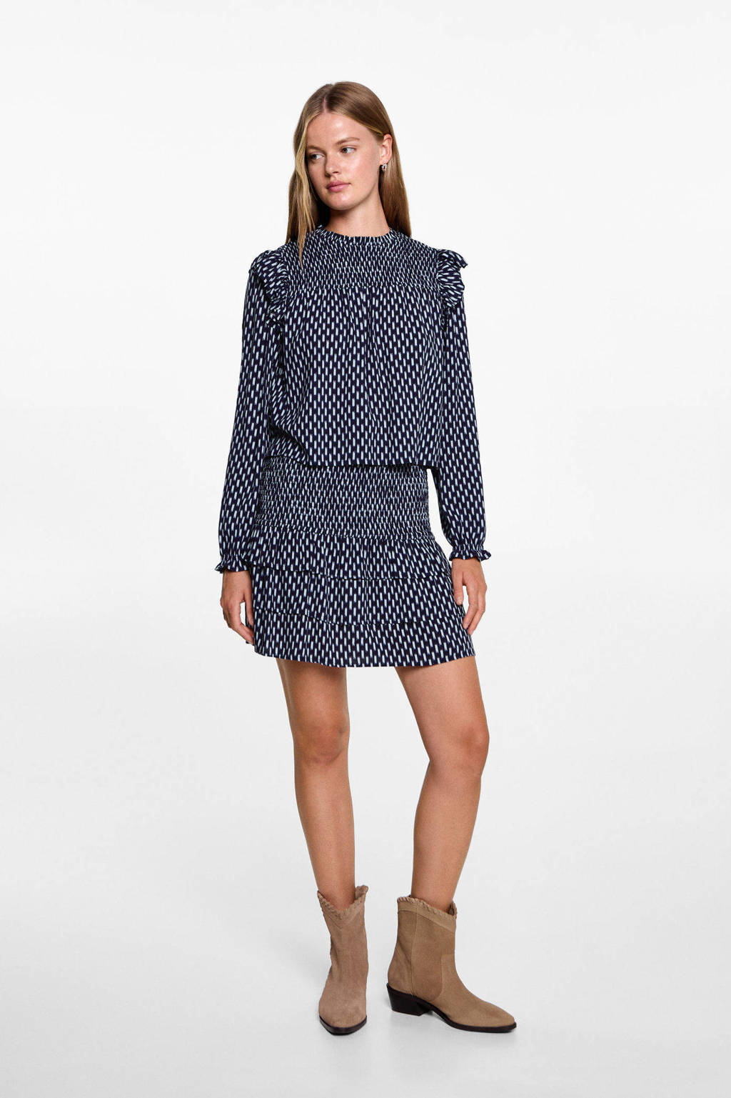 MANGO TEEN strokenrok donkerblauw