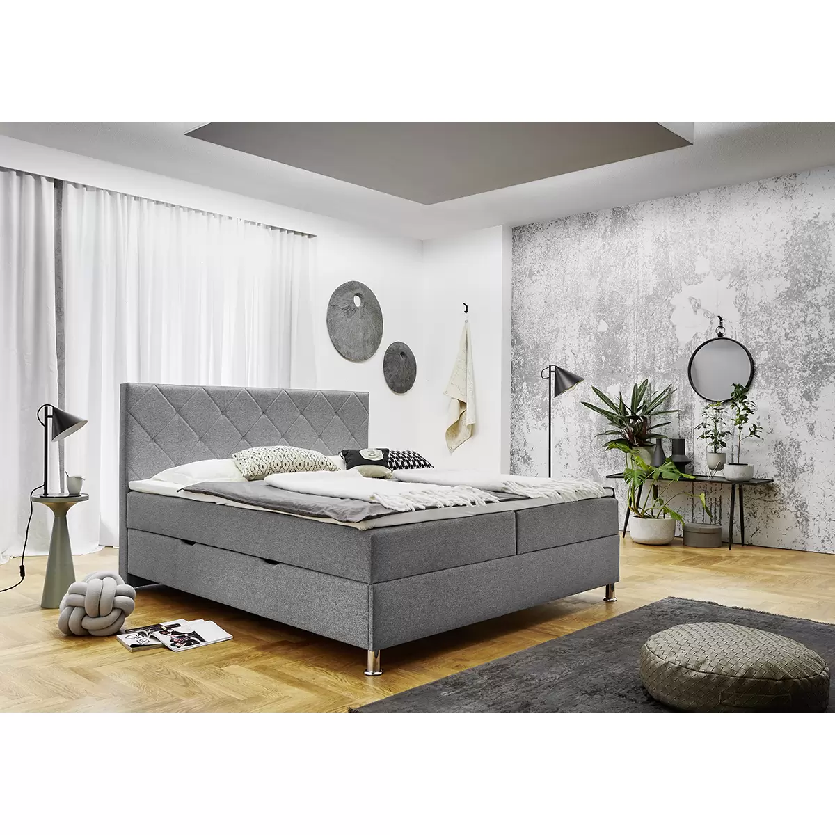 Boxbett Leo 160x200 Hellgrau