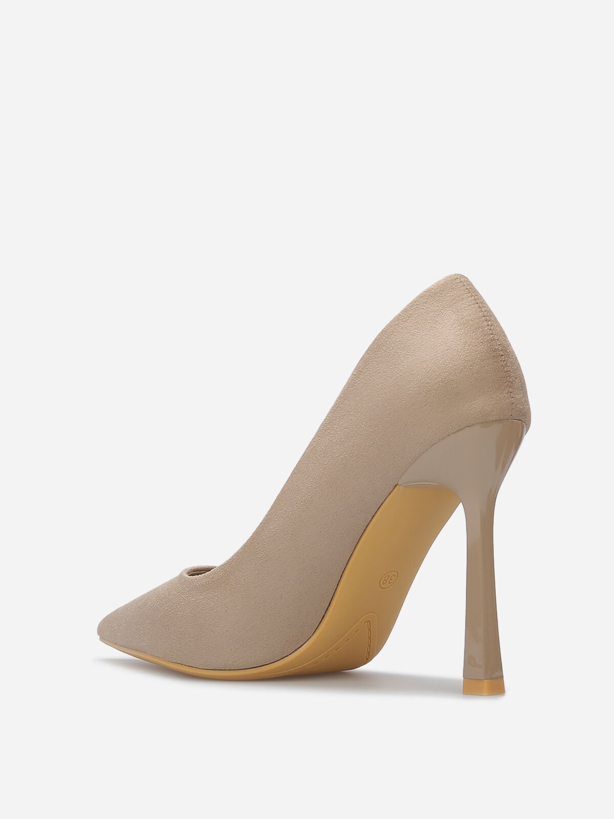 Stilettos en suédine à talon verni- Taupe