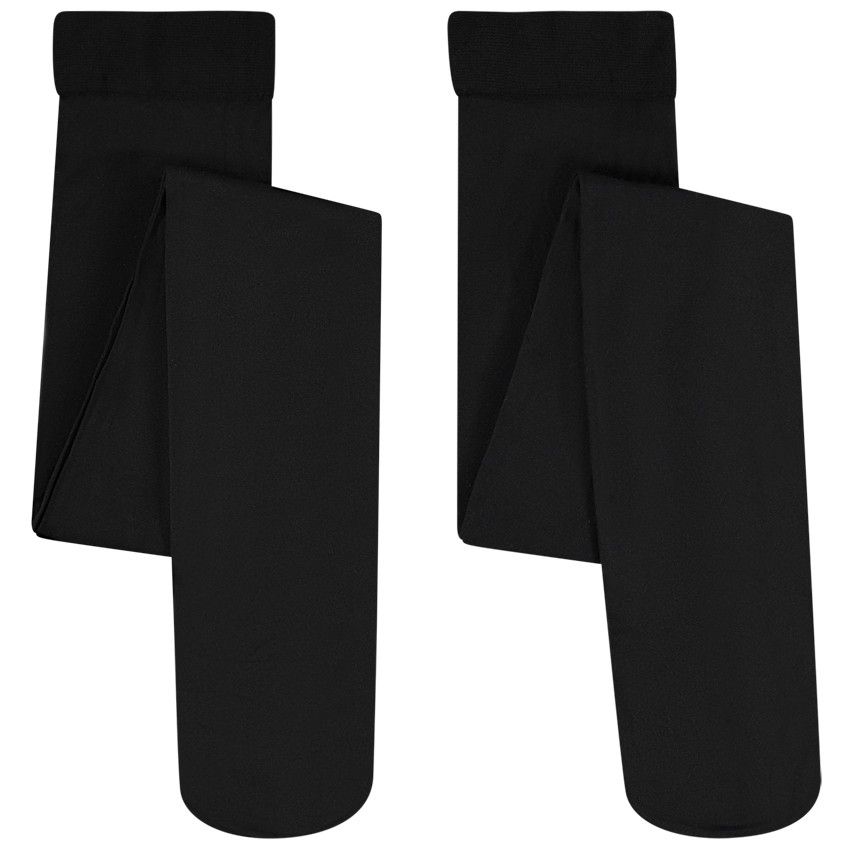Lot de 2 paires de collants fins unis en microfibre pour fille - Noir