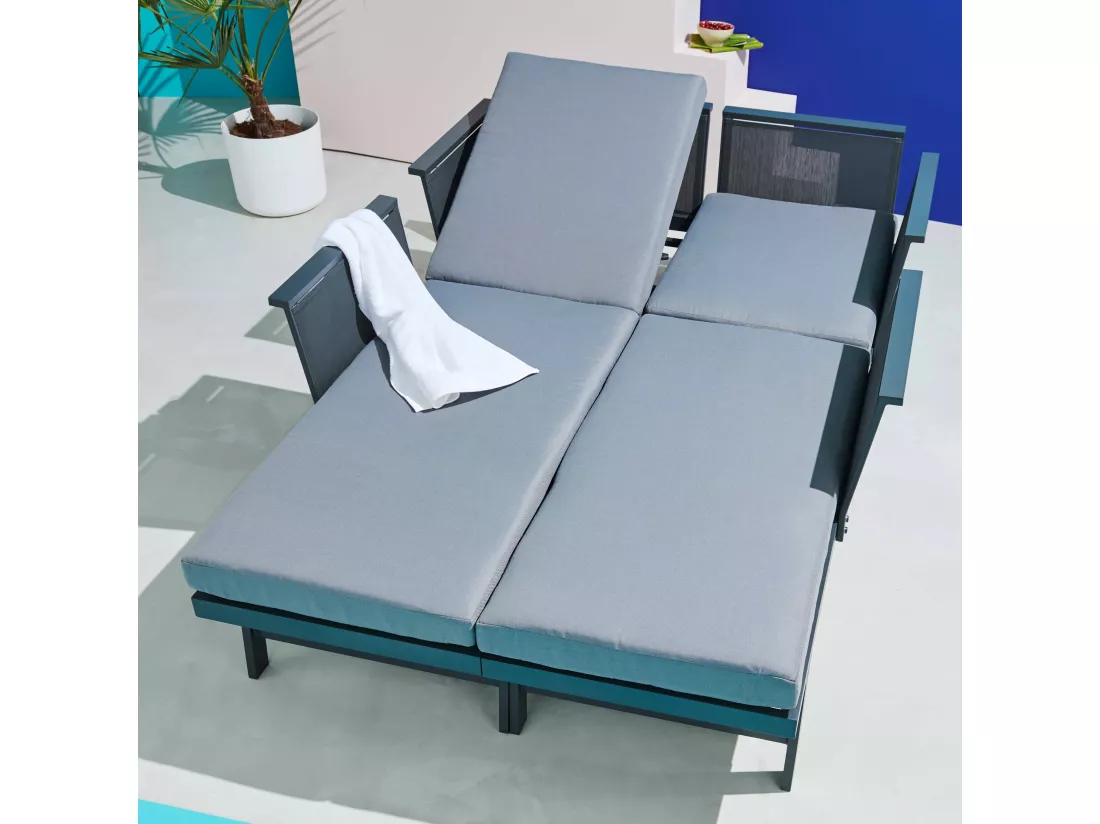 Salon de jardin modulable 8 places en aluminium