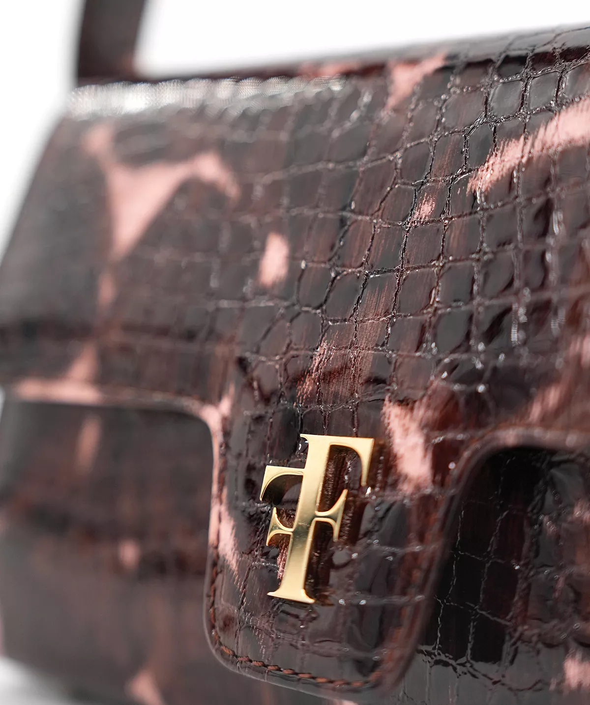LE SAC FF23 CUIR FAÇON CROCO ROSE ET NOIR