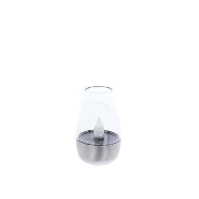 Solar LED Windlicht silber - ca. 6 x 10,5 cm