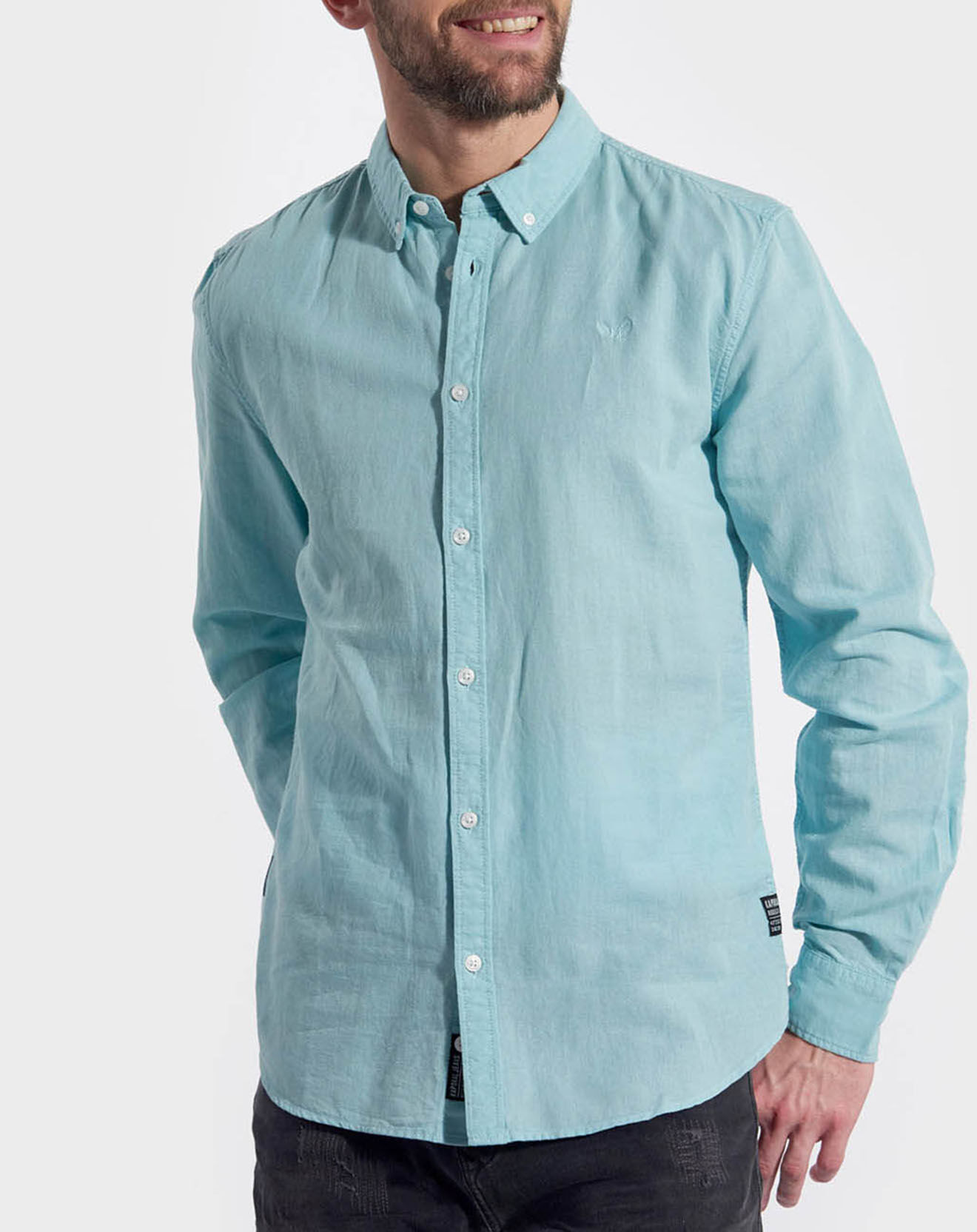Kaporal 5 Chemise droite en Coton & Lin Wolfe turquoise
