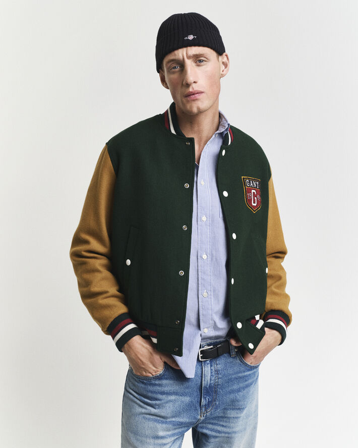 Gant WOOL BLEND VARSITY JACKET Tartan green