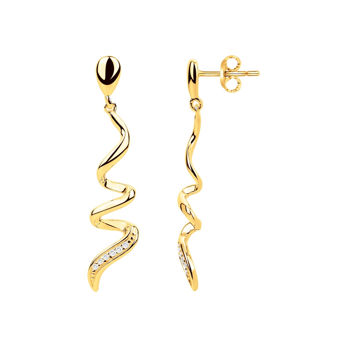 Boucles d'oreilles pendantes en Plaqué Or avec oxyde de zirconium blanc
