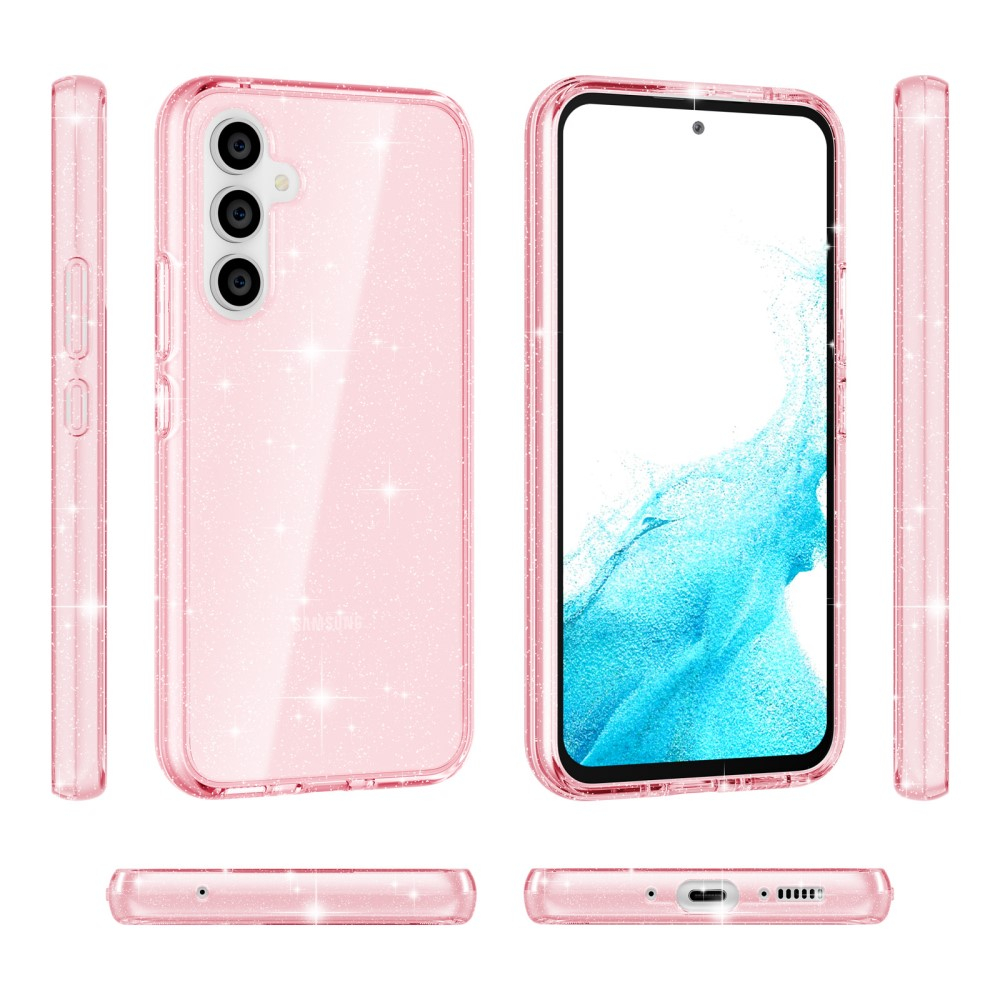 Samsung Galaxy A54 5G Hybrid Hardcase Schutzhülle im Glitzer Design - Pink / Transparent