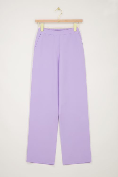 Lila pantalon met elastiek