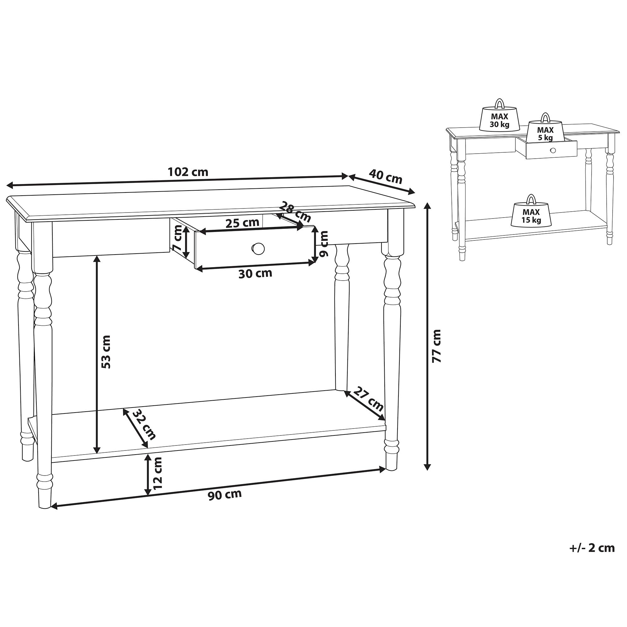 Beliani - TOBAGO - Consoletafel - Wit - MDF