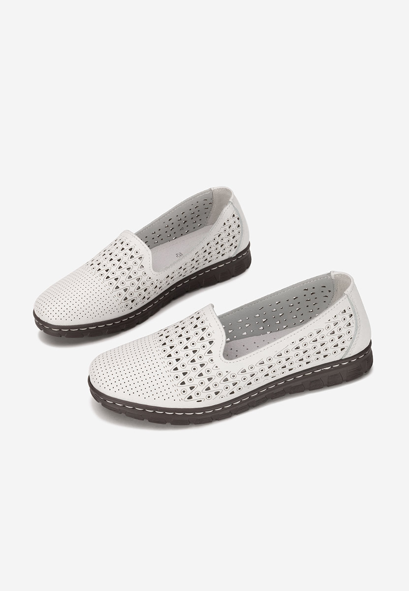 Ballerines femme en cuir blancs Kerensa
