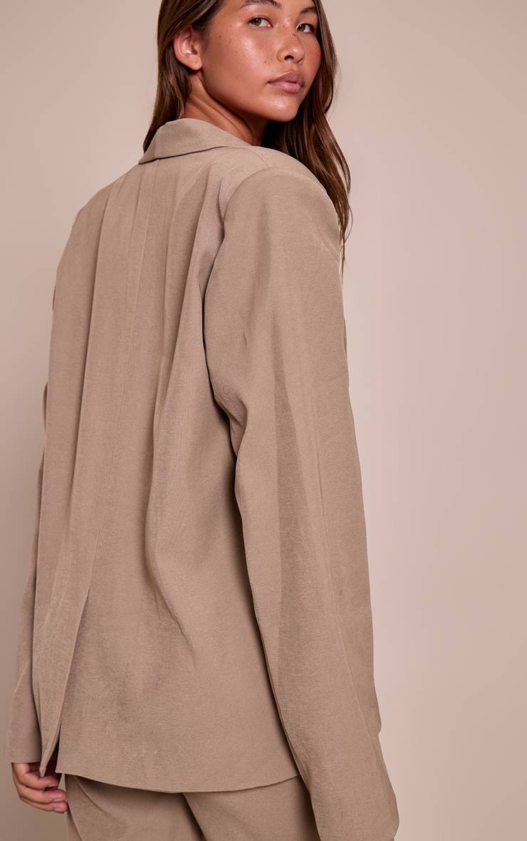 Taupe Blazer Long Ajusté