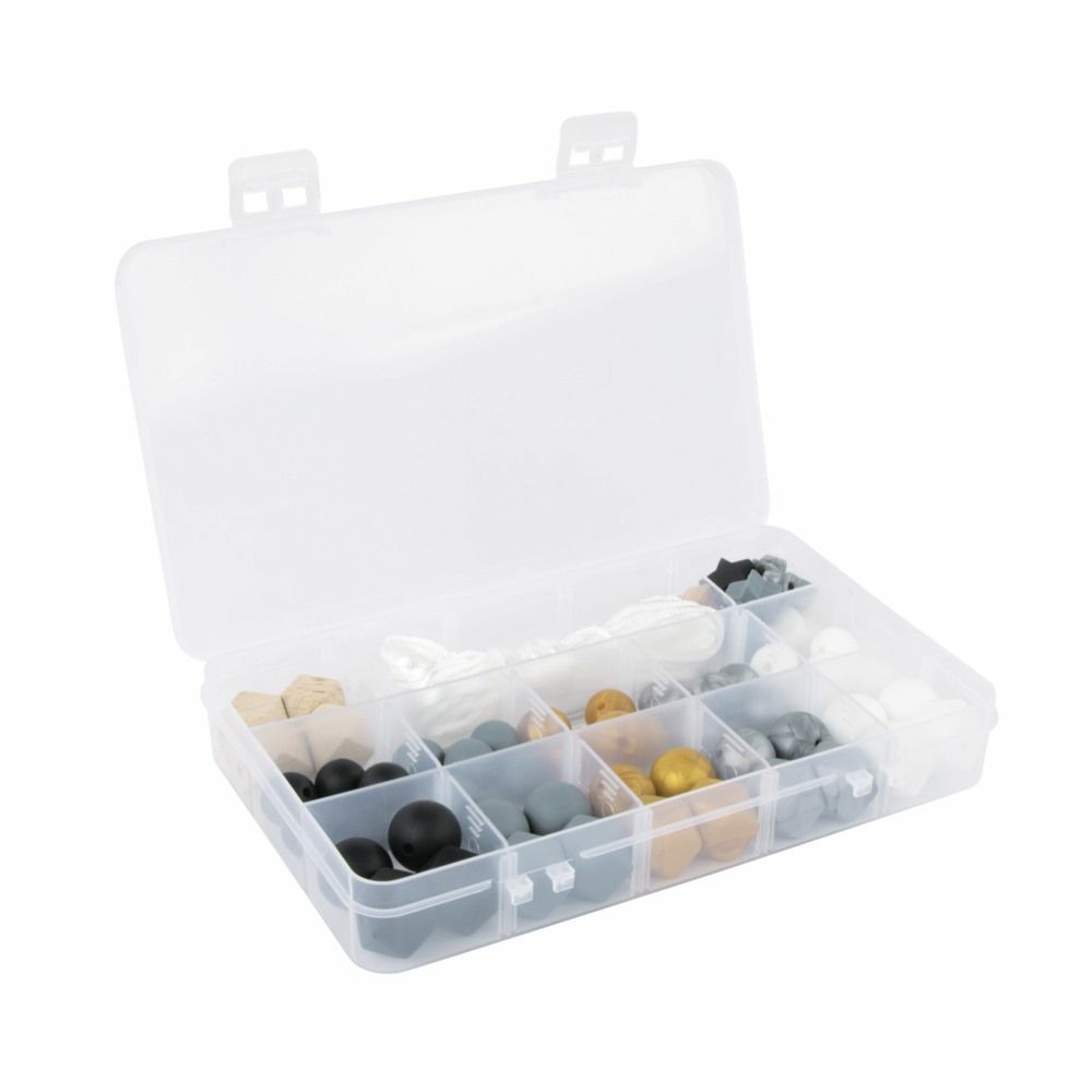 Coffret de perles en silicone - doré et argenté