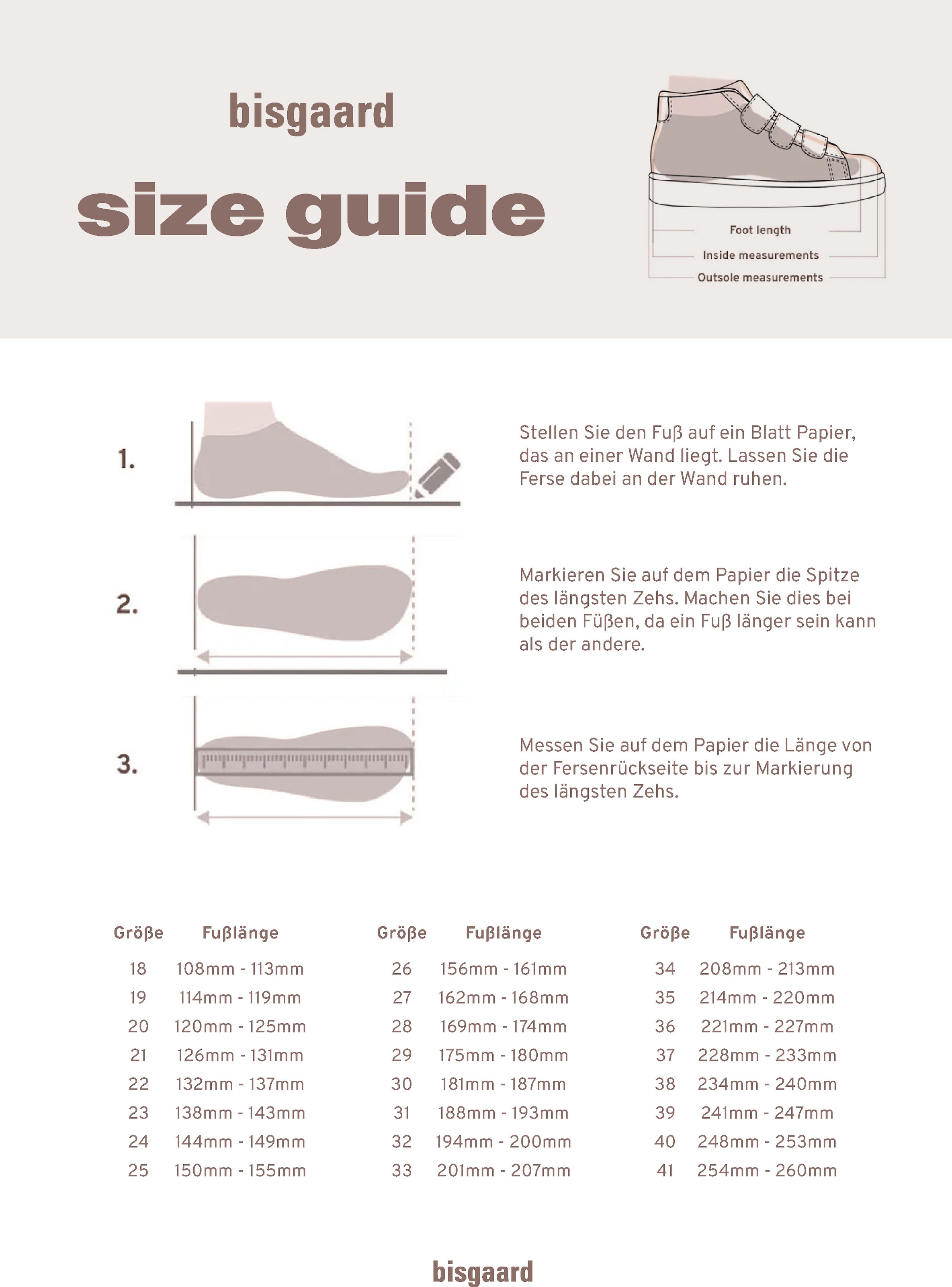 Bisgaard Gummistiefel »fashion Weite: normal«  , Matsch-Stiefel mit Wechselfussbett, Grössenschablone zum Download