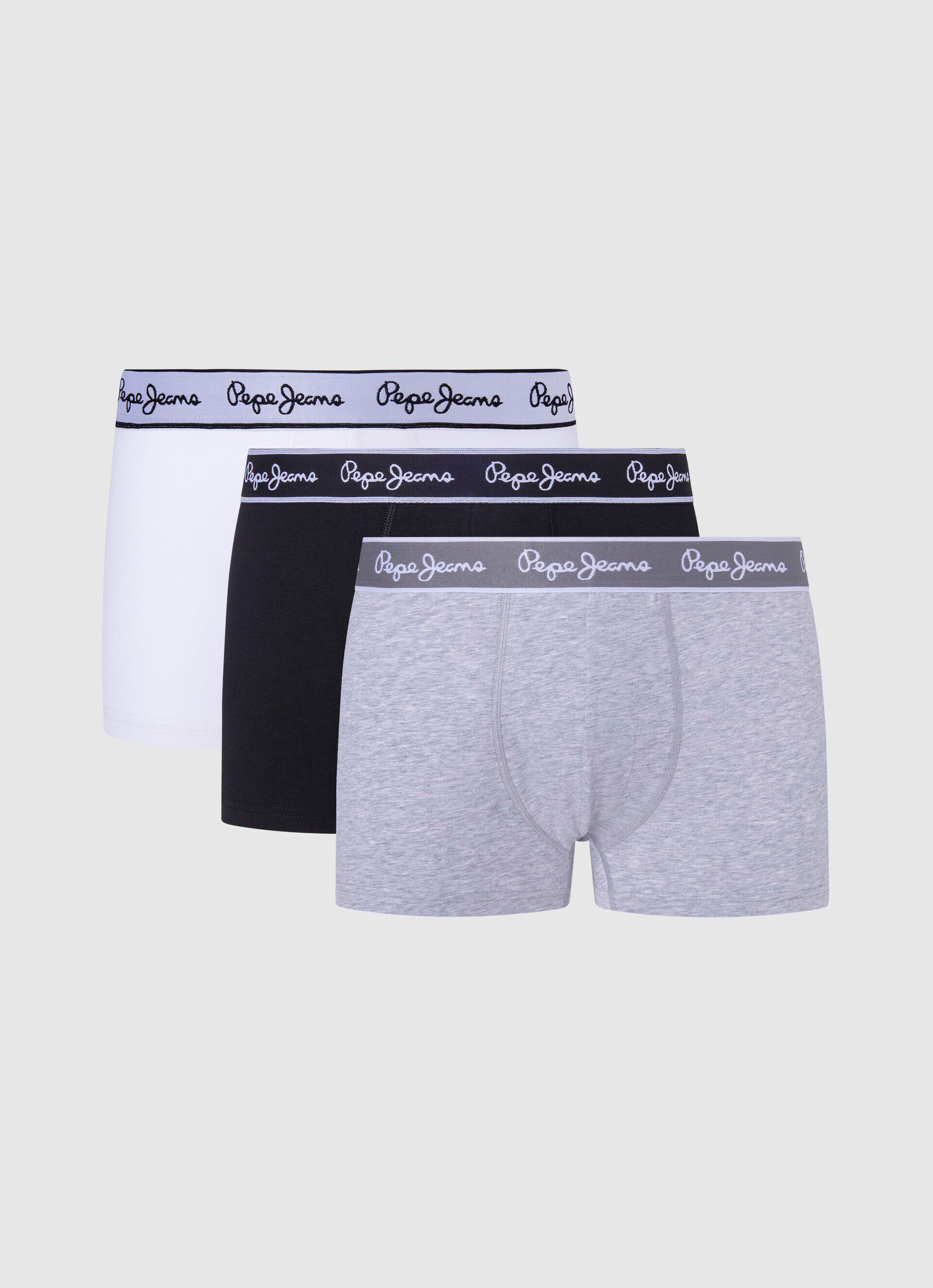 Conjunto de 3 cuecas boxer de algodão elástico - cinza mesclado
